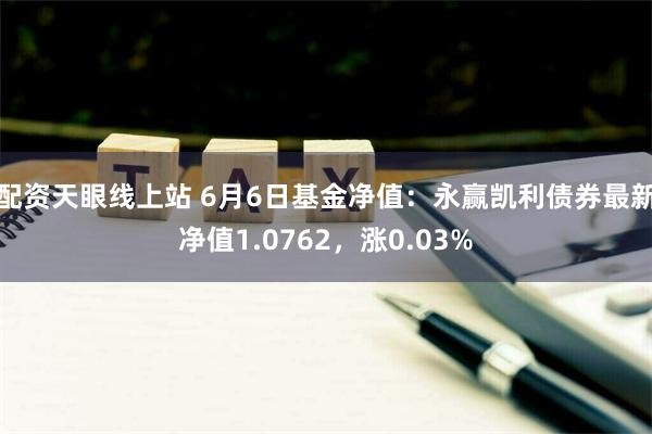 配资天眼线上站 6月6日基金净值：永赢凯利债券最新净值1.0762，涨0.03%