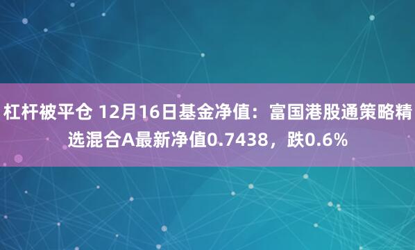 杠杆被平仓 12月16日基金净值：富国港股通策略精选混合A最新净值0.7438，跌0.6%