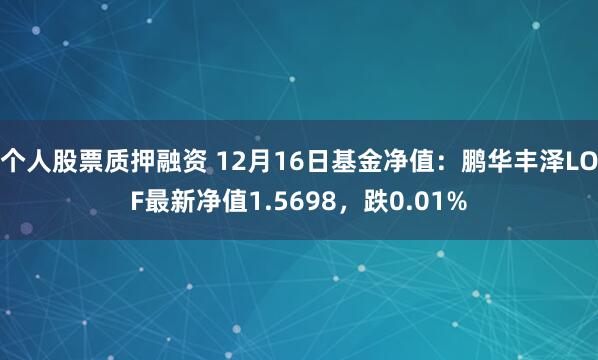 个人股票质押融资 12月16日基金净值：鹏华丰泽LOF最新净值1.5698，跌0.01%