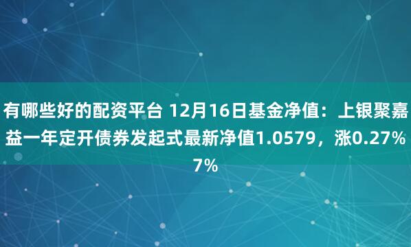 有哪些好的配资平台 12月16日基金净值：上银聚嘉益一年定开债券发起式最新净值1.0579，涨0.27%